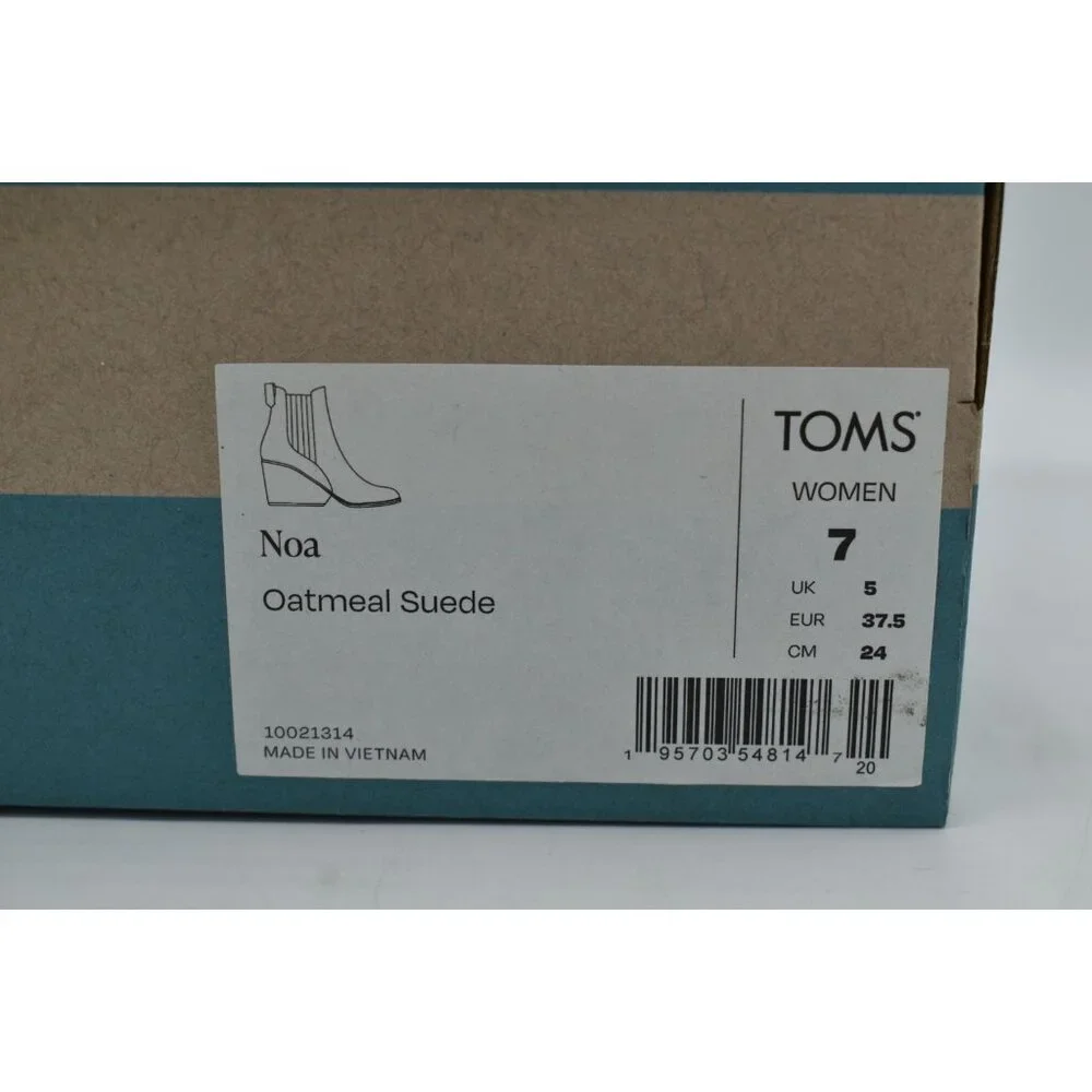 TOMS Womens 7 Noa Natural Suede Stacked Wedge Heel Western Booties Boots‎ Shoes